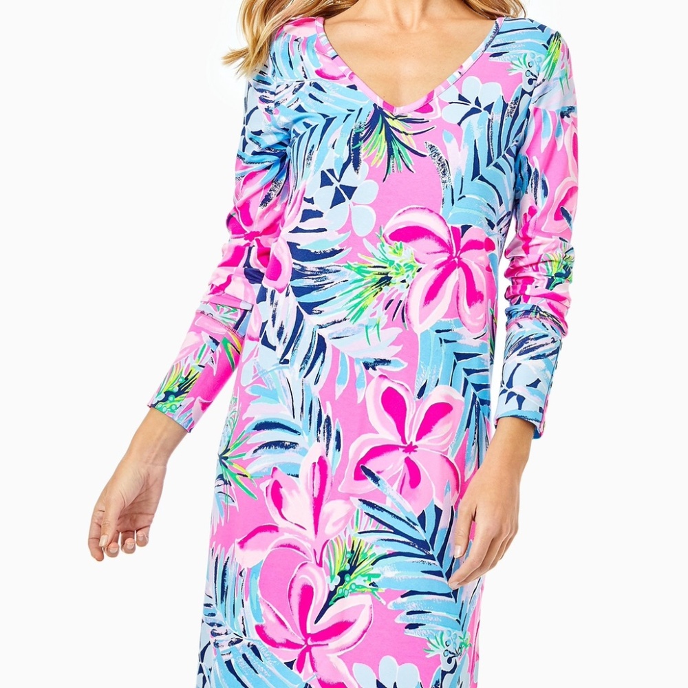 NWT Lilly Pulitzer Kaisley Dual Neck Dress Size S Cockatoo Pink UPF 50+